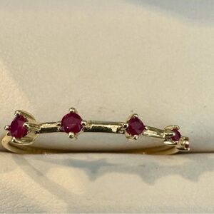 14k yellow gold ruby band with dainty 14k yellow matching band